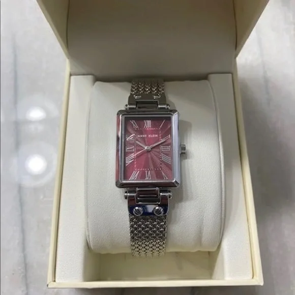 Anne Klein Women’s Watch silver and burgundy NEW watch in box ANNE KLEIN ROSE-GOLD CHARM BRACELET WATCH ✨ » Vintage Anne  main image 4